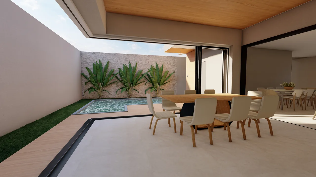 Área gourmet integrada com piscina, projeto MV Engenharia